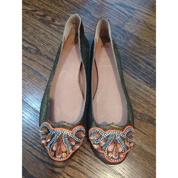 Jasper & Jeera Anthropologie Embellished Metallic Flats - Picture 3 of 4